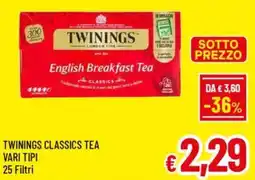 A&O Twinings classics tea vari tipi 25 filtri offerta