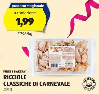 ALDI Finest bakery ricciole classiche di carnevale offerta