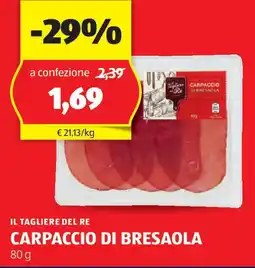 ALDI Il tagliere del re carpaccio di bresaola offerta