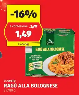 ALDI Le gusto ragù alla bolognese offerta