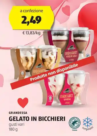 ALDI Grandessa gelato in bicchieri offerta