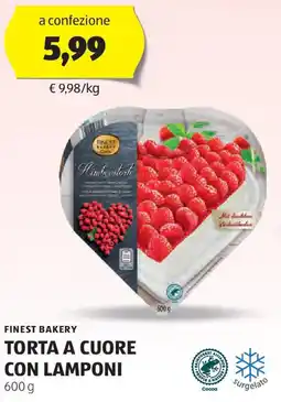 ALDI Finest bakery torta a cuore con lamponi offerta