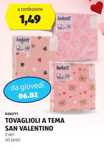 ALDI Kokett tovaglioli a tema san valentino offerta