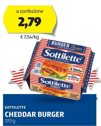 ALDI Sottilette cheddar burger offerta