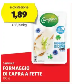 ALDI Campina formaggio di capra a fette offerta