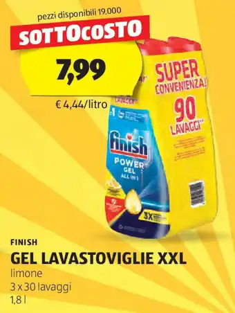 ALDI Finish gel lavastoviglie xxl offerta