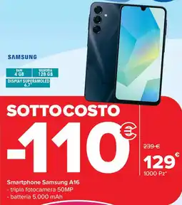 Carrefour Smartphone Samsung A16 offerta