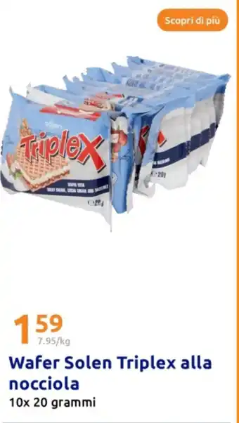 Action Wafer Solen Triplex alla nocciola offerta