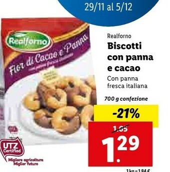 Lidl Biscotti con panna e cacao offerta
