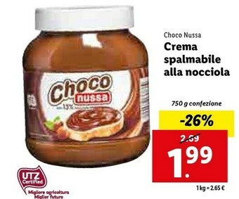 Lidl Choco nussa crema spalmabile alla nocciola offerta