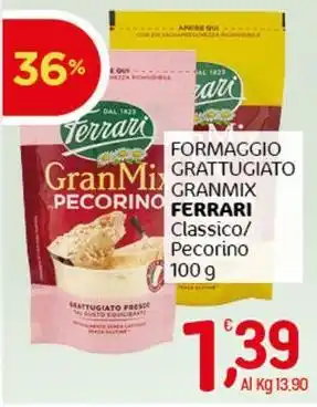 Crai Formaggio grattugiato granmix FERRARI Classico/ Pecorino offerta