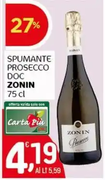 Crai Spumante prosecco doc ZONIN offerta