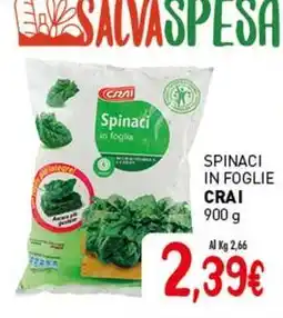 Crai Spinaci in foglie CRAI offerta