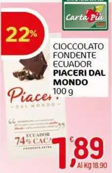 Crai Cioccolato fondente ecuador PIACERI DAL MONDO offerta