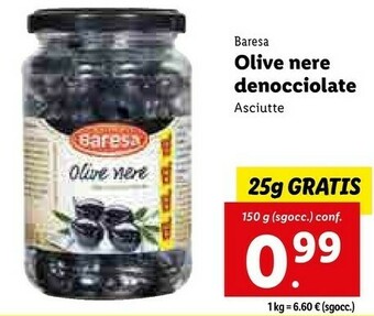 Lidl Olive nere denocciolate offerta
