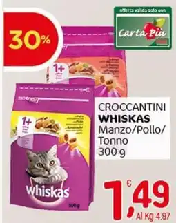 Crai Croccantini WHISKAS manzo/pollo/ tonno offerta