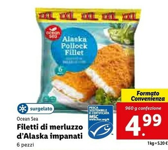 Lidl Filetti di merluzzo d'alaska offerta