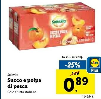 Lidl Succo e polpa di pesca 1200 g(ml) offerta