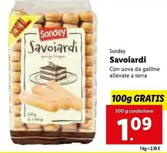 Lidl Savoiardi con uova da galline allevate a terra 500 g offerta