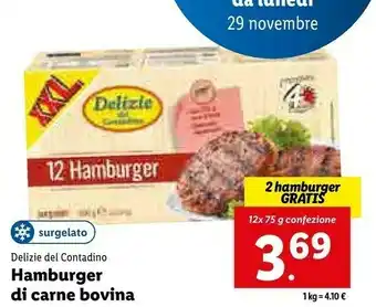 Lidl Delizie hamburger di carne bovina offerta