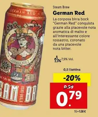 Lidl Steam brew german red 0.5 l lattina offerta