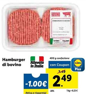 Lidl Hamburger bovino offerta