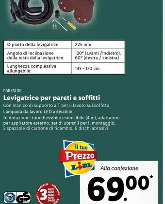 Lidl Parkside levigatrice per pareti e soffitti offerta