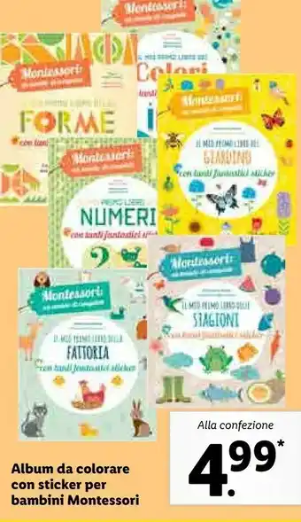 Lidl Montessori album da colorare con sticker per bambini offerta
