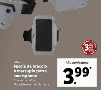 Lidl Crivit alla confezione fascia da braccio o marsupio porta smartphone offerta