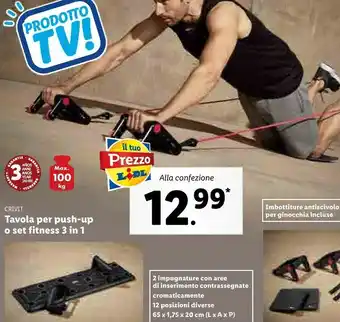 Lidl Crivit tavola per push-up o set fitness 3 in 1 offerta