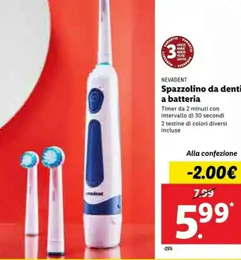 Lidl Nevadent spazzolino da dentist a batteria offerta