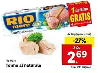 Lidl Tonno al naturale offerta