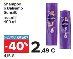 Carrefour Shampoo o Balsamo Sunsilk offerta