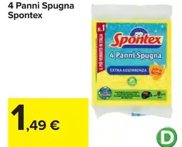 Carrefour 4 Panni Spugna Spontex offerta