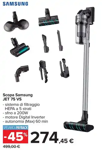 Carrefour Scopa Samsung JET 75 VS offerta