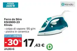 Carrefour klindo Ferro da Stiro KSi2600-23 Klindo offerta