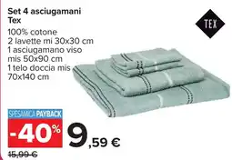 Carrefour Set 4 asciugamani Tex offerta