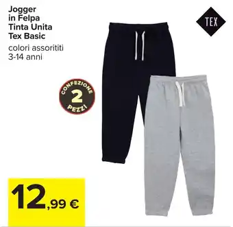 Carrefour Jogger in Felpa Tinta Unita Tex Basic offerta