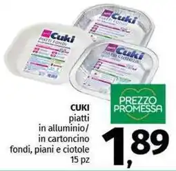 Pam CUKI piatti in alluminio/ in cartoncino offerta