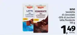 Pam NOVI tavoletta di cioccolato -30% di zuccheri latte/fondente offerta