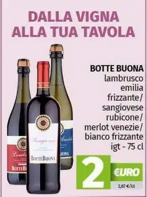 Pam BOTTE BUONA lambrusco emilia frizzante offerta