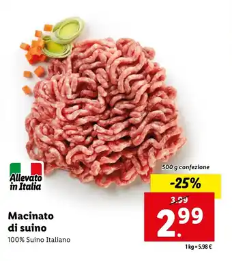 Lidl Macinato di suino offerta