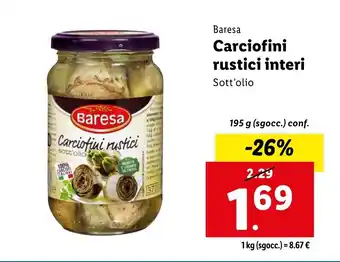 Lidl Baresa Carciofini rustici interi offerta