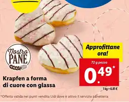 Lidl Krapfen a forma di cuore con glassa offerta