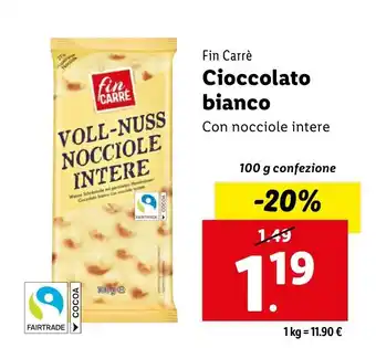 Lidl Fin Carrè Cioccolato bianco offerta