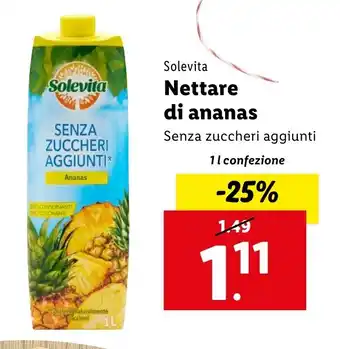 Lidl Solevita Nettare di ananas offerta