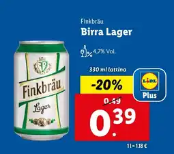 Lidl Finkbräu Birra Lager offerta