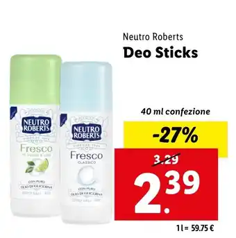 Lidl Neutro Roberts Deo Sticks offerta