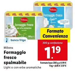 Lidl Milbona Formaggio fresco spalmabile offerta