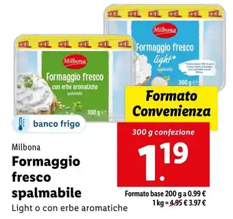 Lidl Milbona Formaggio fresco spalmabile offerta